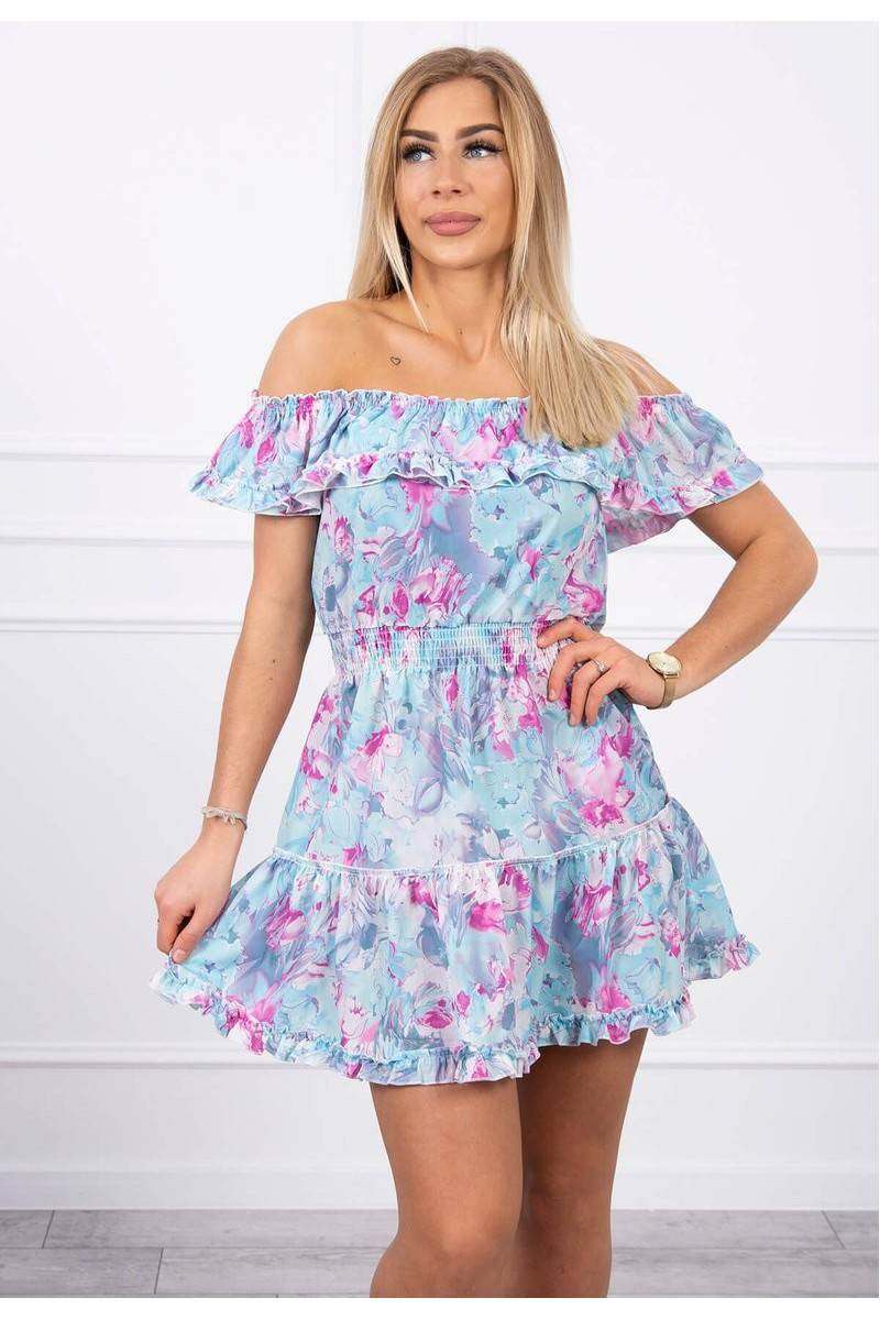 Floral mini dress with open shoulders KES-20004-9252