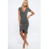 Dark gray dress with a triangle neckline GR-GF3381P