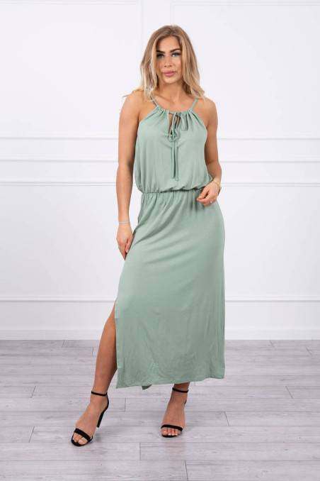 Mint color long dress KES-20030-8893