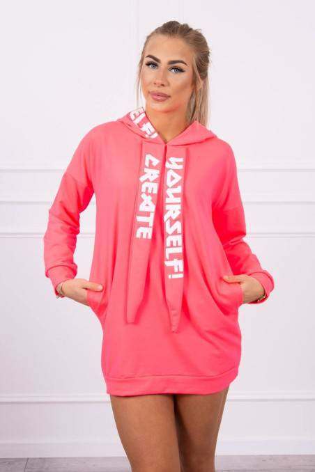 Pink neon dress with hood KES-20126-0042