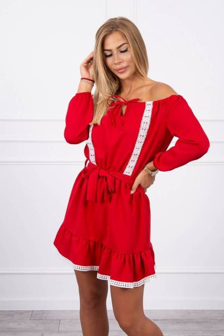 Red dress with open shoulders KES-20334-66046