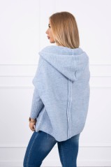 Hooded sweater with batwing sleeve