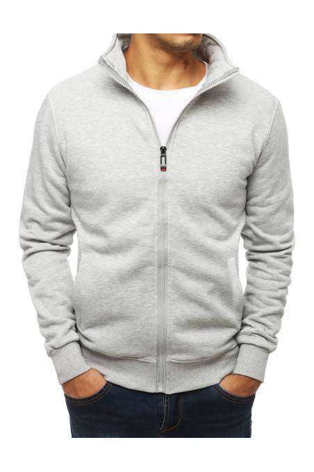 Gray men's zip-up hoodie without hood