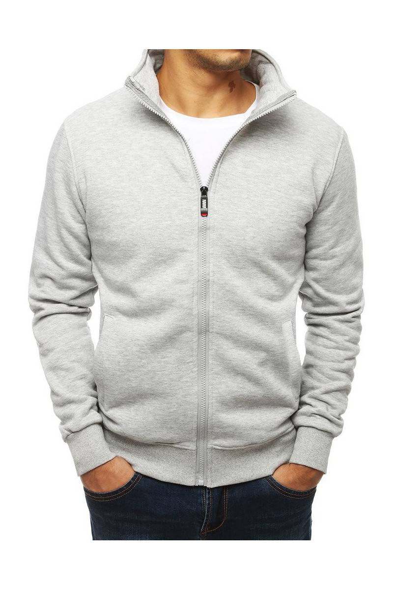 Gray men's zip-up hoodie without hood