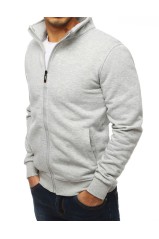 Gray men's zip-up hoodie without hood