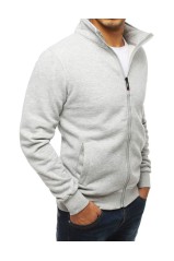 Gray men's zip-up hoodie without hood