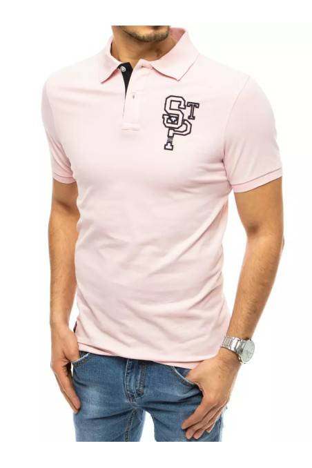 Men's polo shirt with embroidery pink Dstreet