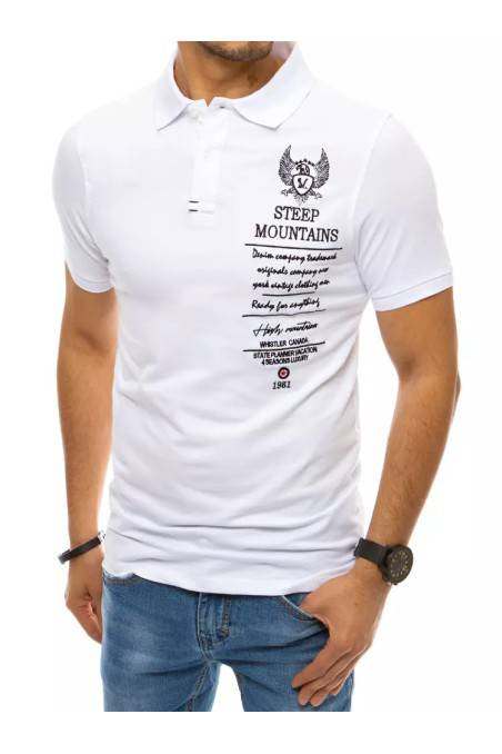 White men's polo shirt with embroidery Dstreet DS-px0474