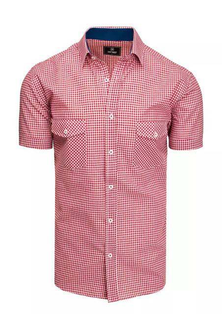 Red and White Men's Short Sleeve Shirt Dstreet