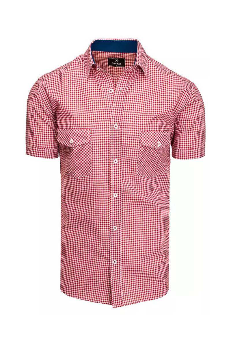 Red and White Men's Short Sleeve Shirt Dstreet