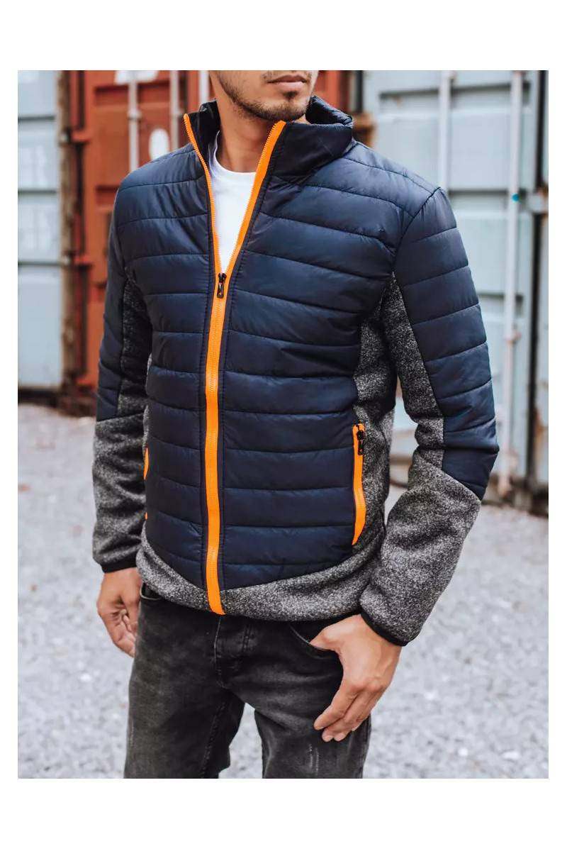 Dstreet Quilted Transitional Navy Blue Jacket For Men