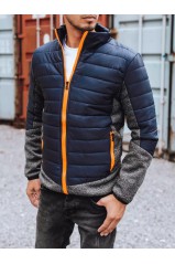 Dstreet Quilted Transitional Navy Blue Jacket For Men