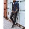 Dstreet Quilted Transitional Navy Blue Jacket For Men