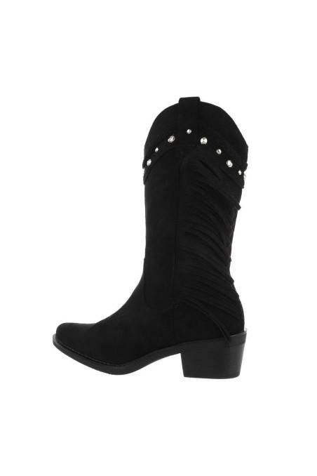 Cowboy and biker style women's black boots GR-G797J