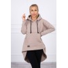 Padded sweatshirt with long back and hood beige