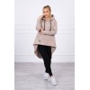 Padded sweatshirt with long back and hood beige