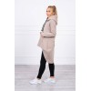 Padded sweatshirt with long back and hood beige