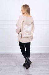 Oversized V-neck sweatshirt beige