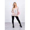 Oversized V-neck sweatshirt beige