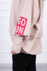 Oversized V-neck sweatshirt beige