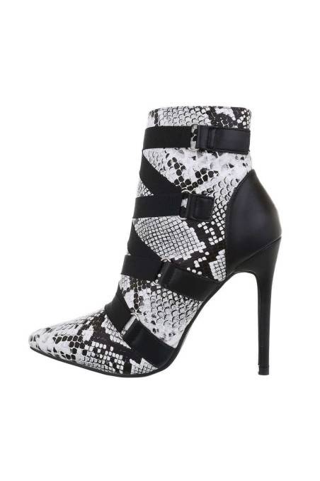 High-heeled women's boots in black with gray GR-G0145JB