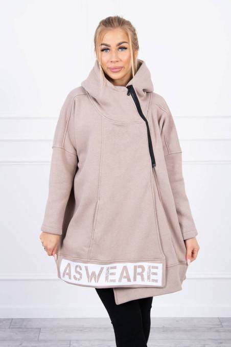 Insulated sweatshirt with a zipper beige