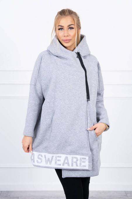 Insulated sweatshirt with a zipper gray