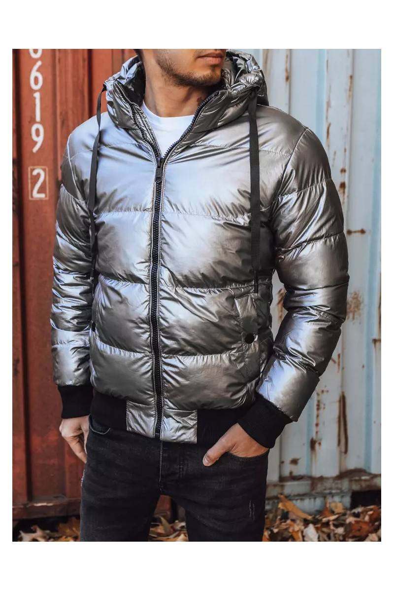 Dstreet silver color men's winter jacket with hood