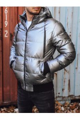 Dstreet silver color men's winter jacket with hood