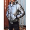 Dstreet silver color men's winter jacket with hood