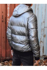 Dstreet silver color men's winter jacket with hood