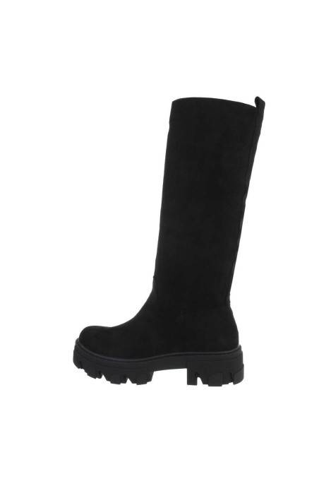 Women's long boots with platform black GR-G1052