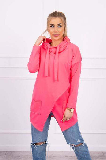 Tunic with envelope front Oversize pink neon