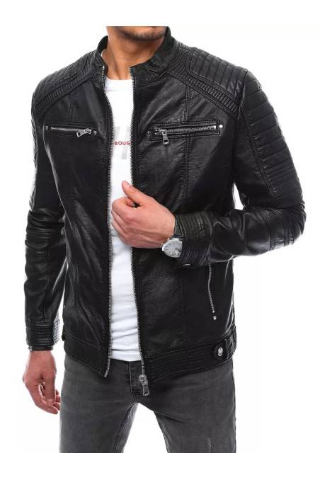 Black men's leather jacket Dstreet DS-tx4070
