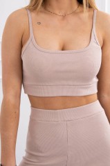 Set with high-waisted pants beige