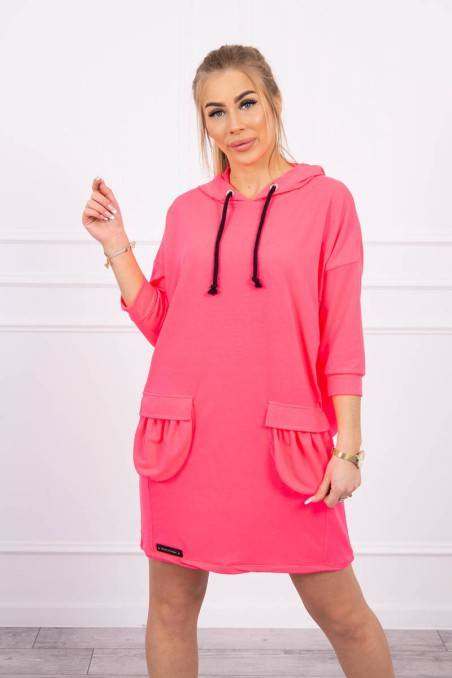 Pink neon dress with pockets KES-21419-9350