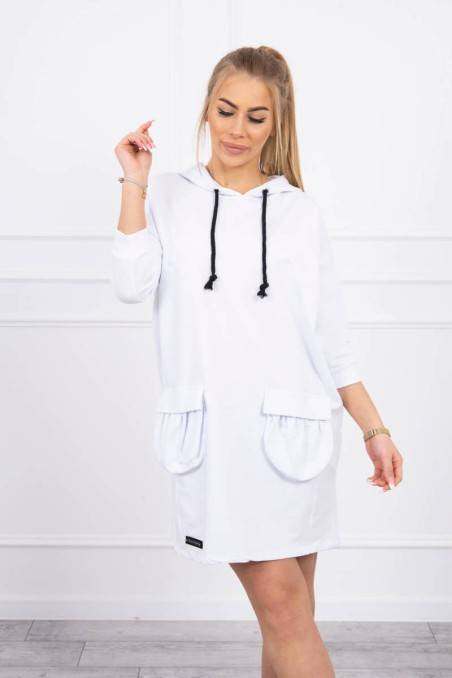 White dress with pockets KES-21421-9350