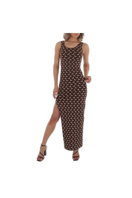 Brown long dress with patterns