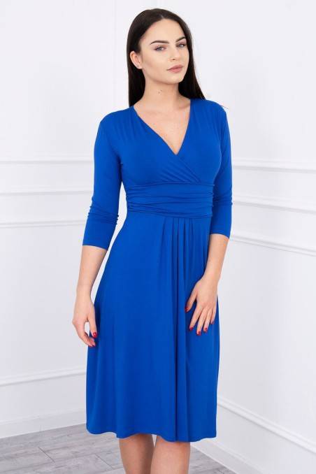 Blue dress with 3/4 sleeves KES-2527-8314