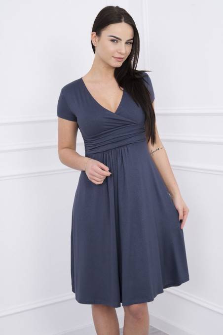 Dark gray dress with short sleeves KES-8342-60942