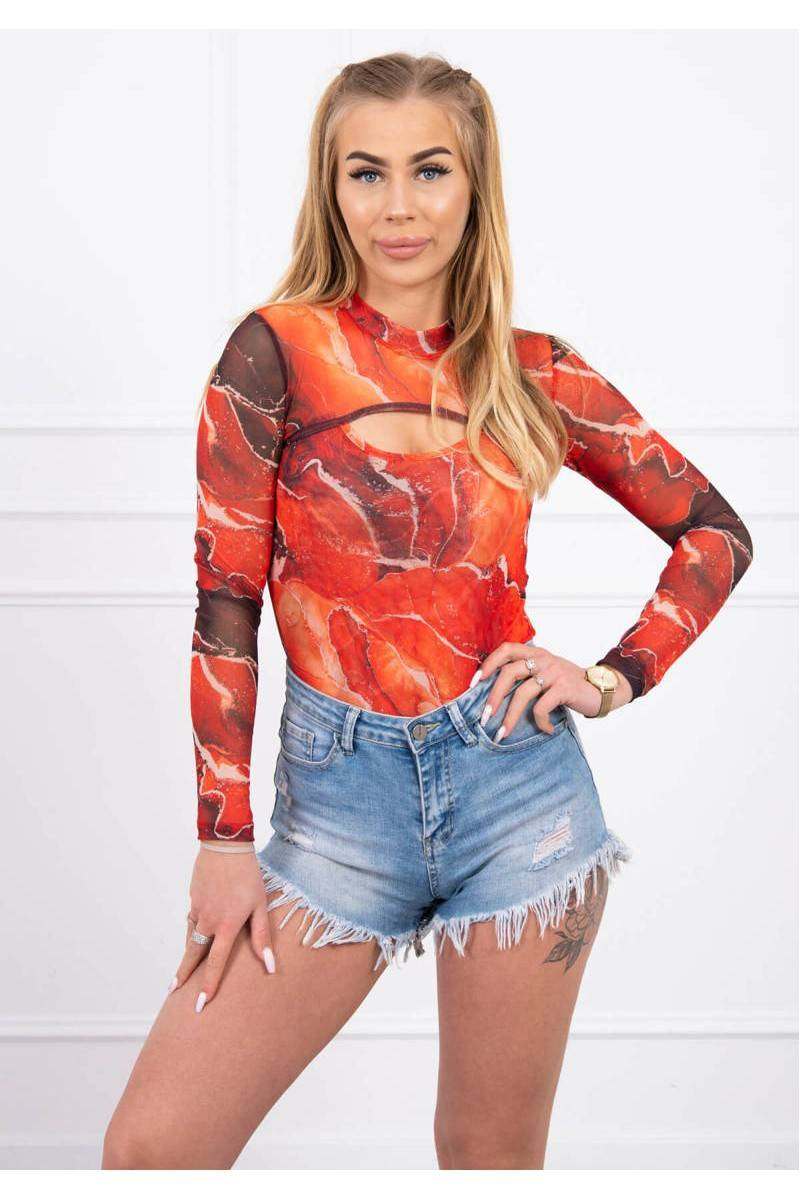 Red bodysuit with patterns