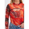 Red bodysuit with patterns