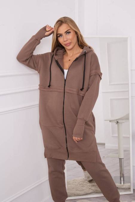 Insulated set with a long sweatshirt mocca