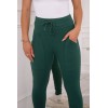 Sweatpants tied at the waist dark green