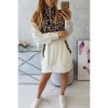 Cream velor dress with leopard print