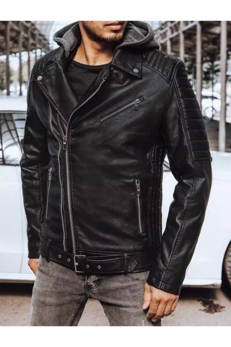 Black men's leather jacket Dstreet DS-tx4244