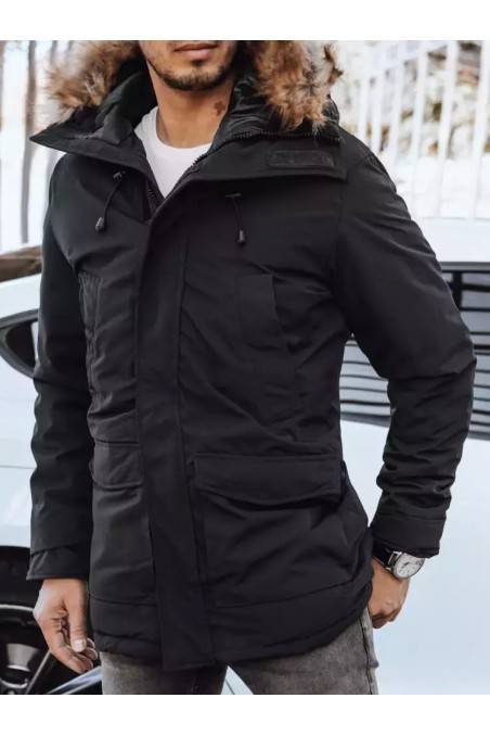 Men's winter jacket with hood black Dstreet TX4312