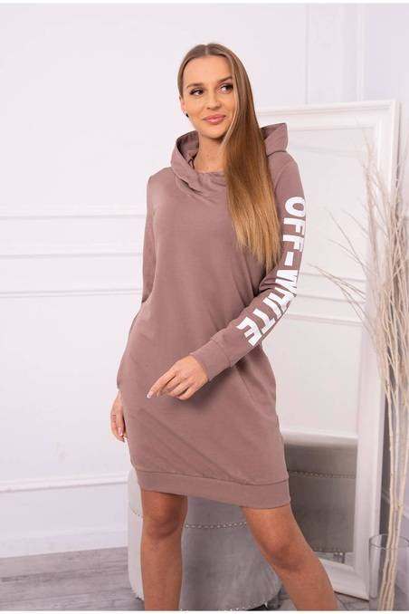 Cocoa colored dress with a hood