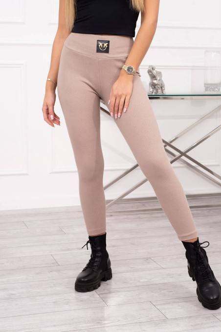 Beige leggings with high waist KES-23866-9440