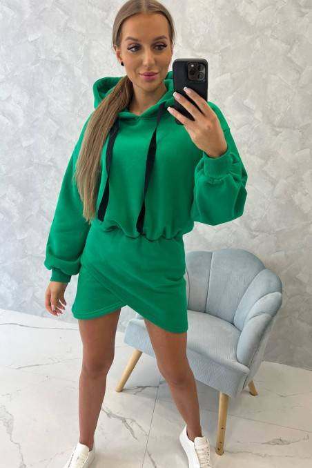 Green hooded dress KES-23941-9432